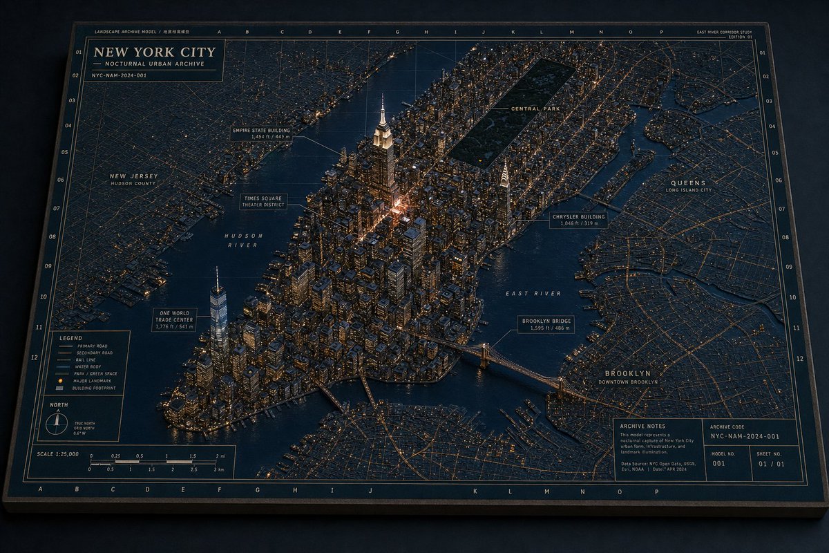 纽约夜景 3D 档案地图